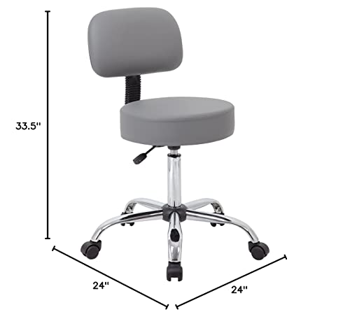 Boss Office Products Be Well Medical Spa Professional Adjustable Drafting Stool with Back, Grey