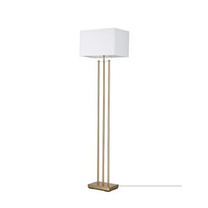 globe electric 67775 62″ floor lamp, matte brass, white linen shade, floor lamp for living room, floor lamp for bedroom, home improvement, reading lamp, home office accessories, home décor