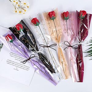 oukeyi 150 counts /6 colors flower wrapping paper single rose packaging bag,florist bouquet supplies,waterproof floral wrapping paper 17.7 * 5 * 1.8inch