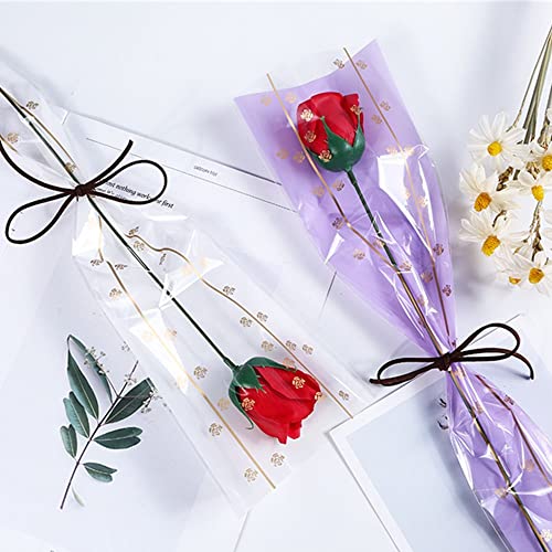 OUKEYI 150 Counts /6 Colors Flower Wrapping Paper Single Rose Packaging Bag,Florist Bouquet Supplies,Waterproof Floral Wrapping Paper 17.7 * 5 * 1.8Inch