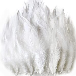 tharaht 100pcs white saddle hackle rooster feather loose bulk 5-7 inch 12-17cm for diy dream catcher decoration natural saddle hackle rooster feather