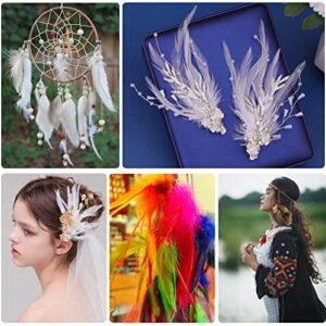 THARAHT 100pcs White Saddle Hackle Rooster Feather Loose Bulk 5-7 inch 12-17cm for DIY Dream Catcher Decoration Natural Saddle Hackle Rooster Feather