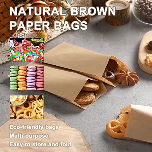 Eersida 500 Pack Kraft Paper Bags Brown Treat Bags Mini Paper Bags Small Flat Favor Bag Silverware Bags Party Favor Bag Envelopes Bags Snack Cookie Popcorn Candy Sandwich Gift (4 x 6 Inch)
