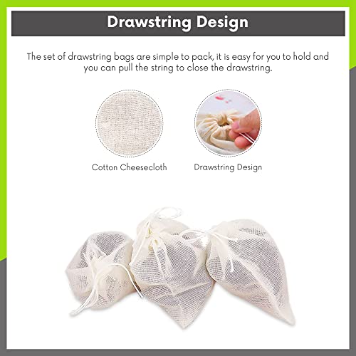 SolHoppa Muslin Bags – 50 Cotton Drawstring Bags – Gift Bags for Home Supplies Parties Holidays & Weddings – Reusable & 3x4 Inches in Size