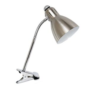simple designs ld2016-bsn adjustable flexible gooseneck clip light desk lamp, brushed nickel