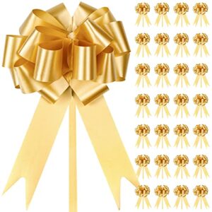 jjyhehot 30 pieces gold gift wrap bows, pull flower bows for gift wrapping, present decor bowknot for gift baskets, craft, car, birthday wedding party