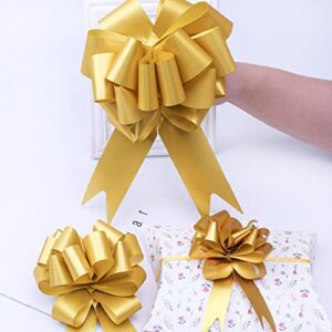 JJYHEHOT 30 Pieces Gold Gift Wrap Bows, Pull Flower Bows for Gift Wrapping, Present Decor Bowknot for Gift Baskets, Craft, Car, Birthday Wedding Party