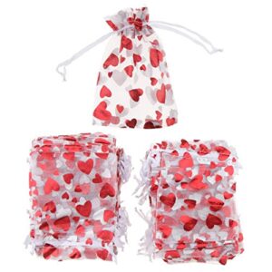 100pcs love heart gift bags candy bags jewelry packaging wedding gift pouch drawstring bags for valentine’s day wedding festival party supply