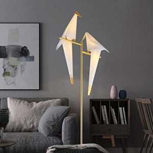 more change morechange 72in modern led floor lamp, bird floor light gold metal fixtures for living room bedroom dinning room office (2 birds)