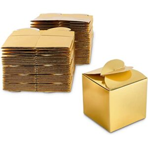 sparkle and bash gold foil party favor gift boxes (2.5 x 2.5 x 2.5 inches, 100 pack)
