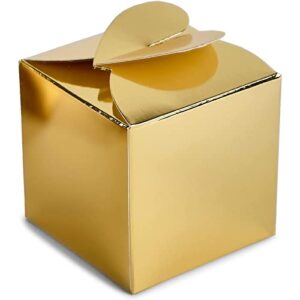 Sparkle and Bash Gold Foil Party Favor Gift Boxes (2.5 x 2.5 x 2.5 Inches, 100 Pack)