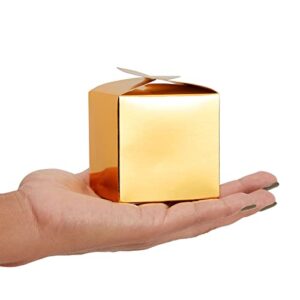 Sparkle and Bash Gold Foil Party Favor Gift Boxes (2.5 x 2.5 x 2.5 Inches, 100 Pack)