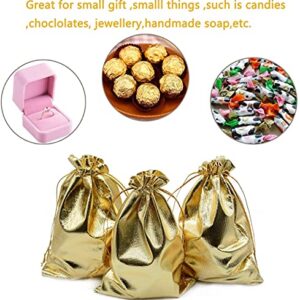 BEAVOING Pack of 50 3.54"x 4.72" Heavy Duty Gold Drawstring Organza Jewelry Pouches Wedding Party Christmas Favor Gift Candy Chocolate Bags (Gold, 3.54x4.72)