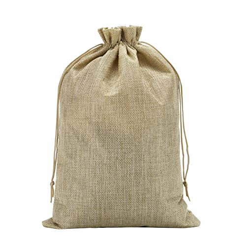 FOCCIUP 10 Pcs 7x9 Inches Burlap Bags with Drawstring Gift Bag for Wrapping Birthday Wedding Party Christmas Gifts