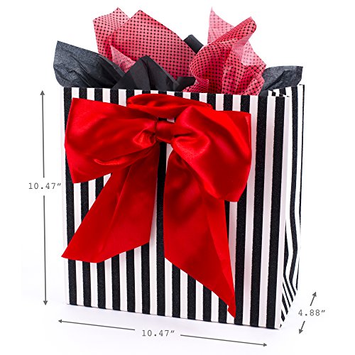 Hallmark Signature 10" Large Gift Bag with Tissue Paper (Red Bow) for Birthdays, Valentine's Day, Sweetest Day and More