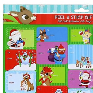 Rudolph The Rednosed Reindeer Peel and Stick Gift Tags, 300 Tags on 12 Sheets