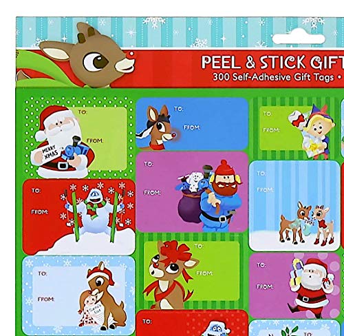 Rudolph The Rednosed Reindeer Peel and Stick Gift Tags, 300 Tags on 12 Sheets