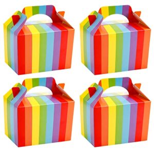 Hiceeden 50 Pack Colorful Treat Boxes, Rainbow Paper Gift Boxes, Gable Goodies Favor Party Boxes with Portable Handle for Valentines, Birthday, Wedding, Holidays, 5.7"x4.1"x3.7"