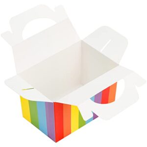 Hiceeden 50 Pack Colorful Treat Boxes, Rainbow Paper Gift Boxes, Gable Goodies Favor Party Boxes with Portable Handle for Valentines, Birthday, Wedding, Holidays, 5.7"x4.1"x3.7"