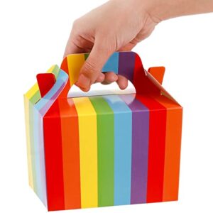 Hiceeden 50 Pack Colorful Treat Boxes, Rainbow Paper Gift Boxes, Gable Goodies Favor Party Boxes with Portable Handle for Valentines, Birthday, Wedding, Holidays, 5.7"x4.1"x3.7"