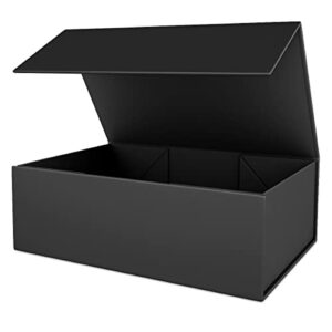 black gift box 12″ x 6″ x 4″ with magnetic closure lid gift box for presents,bridesmaid gifts box,cute box,birthday gift box,luxury for gift packaging, magnetic gift box for wrapping gifts (black)
