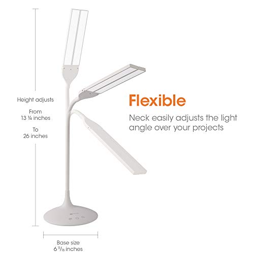 OttLite Pivot LED Desk Lamp, Dual Shade Desk - 3 Color Temperature Modes, Auto Shut-Off Timer, Adjustable Neck & Touch Activated Controls - Crafting, Sewing, & Studying