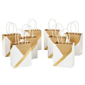 hallmark 6″ small paper gift bags (8 bags: white, gold and kraft) for christmas, hanukkah, birthdays, weddings, graduations, baby /bridal showers