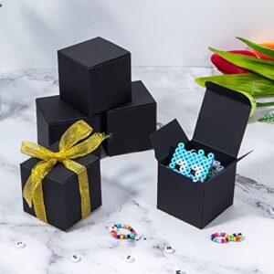 NIGNYA Black Gift Boxes 2x2x2 inches, 100 Pack Small Kraft Cardboard Gifts Boxes Paper Cube Favor Box Easy Assemble Paper Gift Box with lids for Presents Birthday Christmas Wedding Party