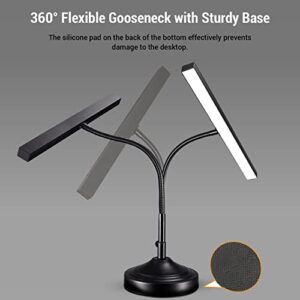 CELYST LED Desk Lamp Piano Light with Interchangeable Base and Clamp, Eye-Caring Table Lamp & Clip Lamp with 3 Color Modes & Stepless Dimming, Memory Function, Flexible Gooseneck for Reading, 10W