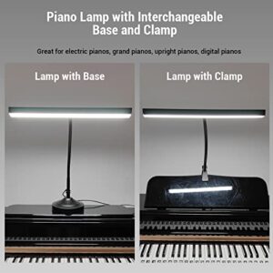 CELYST LED Desk Lamp Piano Light with Interchangeable Base and Clamp, Eye-Caring Table Lamp & Clip Lamp with 3 Color Modes & Stepless Dimming, Memory Function, Flexible Gooseneck for Reading, 10W