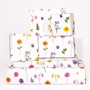 central 23 – floral wrapping paper – white gift wrap – for women girls – pink flowers – 6 giftwrap sheets for her – for wedding birthday easter decorations – recyclable – made in the uk