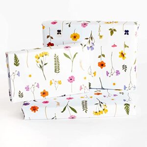 CENTRAL 23 - Floral Wrapping Paper - White Gift Wrap - For Women Girls - Pink Flowers - 6 GiftWrap Sheets For Her - For Wedding Birthday Easter Decorations - Recyclable - Made in the UK