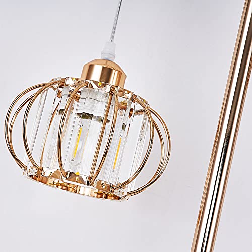 Hsyile KU300259 Industrial Style Crystal Tree Floor Lamp for Living Room,Bedroom,Office,Golden Floor Light,3 Lights