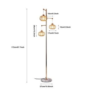 Hsyile KU300259 Industrial Style Crystal Tree Floor Lamp for Living Room,Bedroom,Office,Golden Floor Light,3 Lights