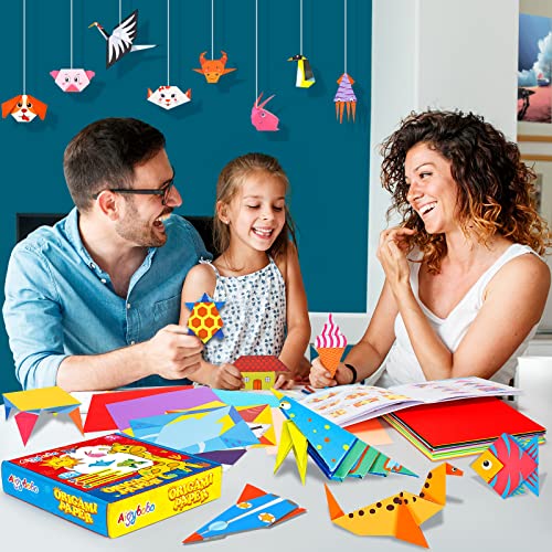 Aigybobo Origami Paper Set, 308PCS Kids Craft Paper Kit with Instructional Book for Girls Age 6,7,8,9,10,11,12, Art Projects Supplies for School Class Craft Lessons- Christmas Gifts for Boys&Girls