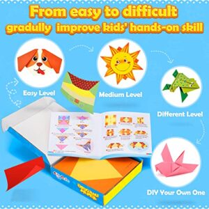 Aigybobo Origami Paper Set, 308PCS Kids Craft Paper Kit with Instructional Book for Girls Age 6,7,8,9,10,11,12, Art Projects Supplies for School Class Craft Lessons- Christmas Gifts for Boys&Girls