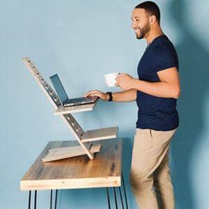 Sleekform Standing Desk Converter - Adjustable Height Sit Stand Workstation for Office and Home, Table Top Wood Portable