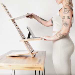 Sleekform Standing Desk Converter - Adjustable Height Sit Stand Workstation for Office and Home, Table Top Wood Portable