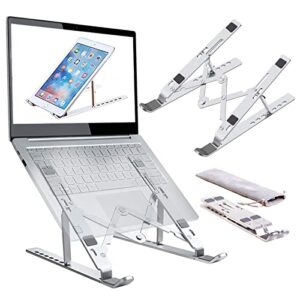ZSIMC Laptop Stand, Laptop Riser Computer Stand for Desk, Adjustable Aluminum Foldable Portable Desktop Holder, Compatible with MacBook Air pro, iPad, Lenovo, 10-15.6” Laptop and Tablets (Silver)
