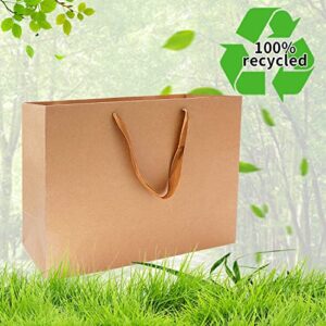 HIQQUGU Brown Gift Bags - 13.8"x5.1"x10.2" Kraft Paper Gift Wrap Bags12Pcs,Medium Party Bags Shopping Bags Merchandise Bags,Solid Color Wrap Bags.