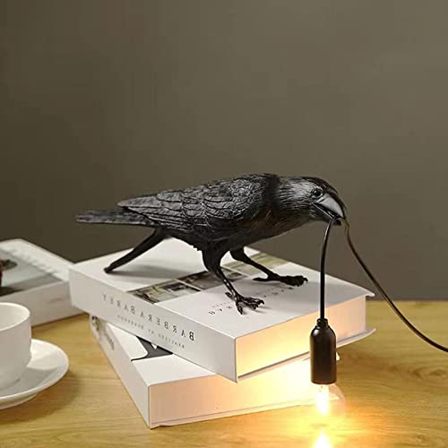 HGomx Raven Desk Lamp, Raven Lamp, Bird Lamp, Resin LED Bird Lamp for Bedroom/Office/Living Room/Farmhouse Art Deco with Plug