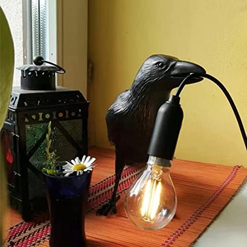 HGomx Raven Desk Lamp, Raven Lamp, Bird Lamp, Resin LED Bird Lamp for Bedroom/Office/Living Room/Farmhouse Art Deco with Plug