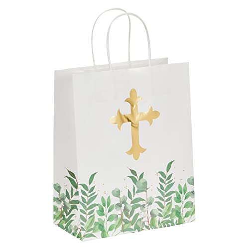 Religious Party Favor Gift Bags for Christening Gifts for Girls and Boys Baptism, First Communion (10 x 8 x 4 In, 15 Pack)