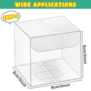 200 Pcs Clear Favor Boxes Clear Plastic Gift Box PET Clear Treat Boxes Clear Party Favor Containers Candy Boxes Packaging Transparent Cube Boxes for Birthday Party Baby Shower Wedding(3 x 3 x 3 Inch)