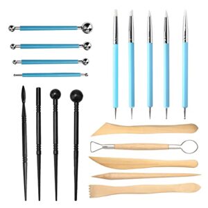 imilotoz 18 pcs clay tools, polymer clay sculpting tools, portable double sided pottery tools for modeling, carving, molding, diy crafting, nail art