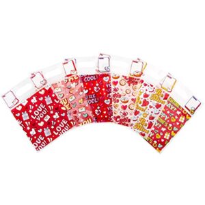JOYIN 48 Pcs Valentine’s Day Sealing Gift Bag with Handles, Candy Bag with 6 Designs for Kids Party Favor, Classroom Exchange Prizes, Valentine’s Goodie Bags