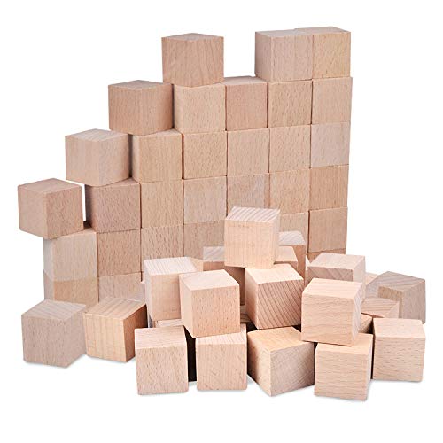 Cube Blocks,200 Pack Colorful Square Wood Craft Cube Blocks Wooden Blocks Building Blocks,Square Blank Birch Blocks Baby Shower Decorating Cubes,Puzzle Making and DIY Craft Cube Blocks (Wood)