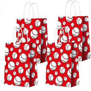 baseball bag, baseball print paper bags for baseball party supplies party decorations- baseball party bags party favor goody treat candy gift bags for kids adults birthday party decor- 16 pcs