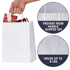 Cihooz White Gift bags 50Pcs White Paper Bags With Handles Bulk 8X4.75X10.5 Paper Bags for Business,Shopping,Retail,Party Favor,Wedding,Thank You Gift Bags Bulk