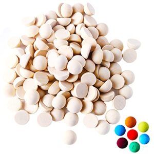 200pcs half wooden beads, unfinished split natural round wood balls loose beads for diy craft christmas home party decorative supplies (0.79inch/20mm) zx18200